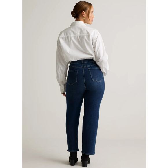 Quince Stretch High Rise Straight Jeans Dark Wash Women’s 30 Casual Closet Basic - Picture 2 of 14